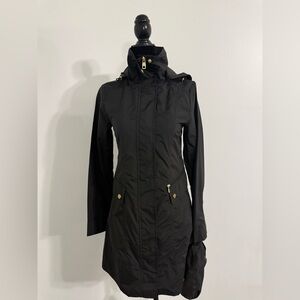 Cole Haan Black Trench raining Coat with Gold Accents. New without tag.